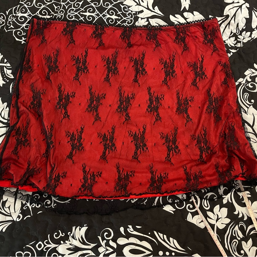 Black lace / Red  mini shirt very cute & sexy size 3x